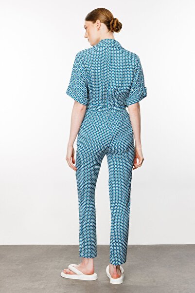 Ekol Ocean Patterned Women's Skinny Leg Trousers 1180