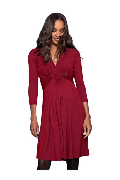 MAMAYAGA Γυναικείο μοντέλο με κόμπο κάτω από το στήθος Αθλητικό φόρεμα εγκυμοσύνης με μανίκια τριών τετάρτων