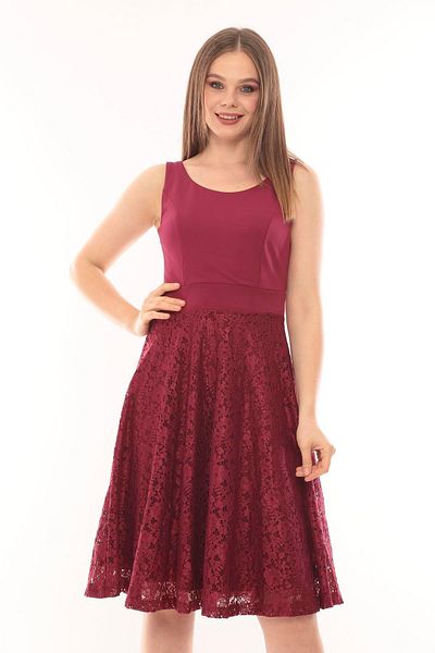 MAMAYAGA Women's Guipure Lace Skirt Strap Bell Cut Skirt Sports Stylish Curve Plus Size Dress