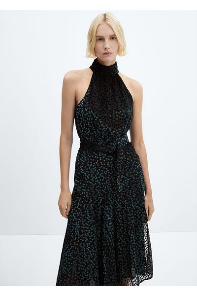 MANGO Woman Dress with halter collar