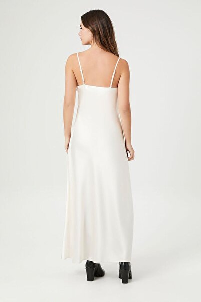 lovebox Μαύρο και άσπρο σατέν μάξι φόρεμα slip - γραφικό, προσαρμοσμένο σχέδιο RYN-004