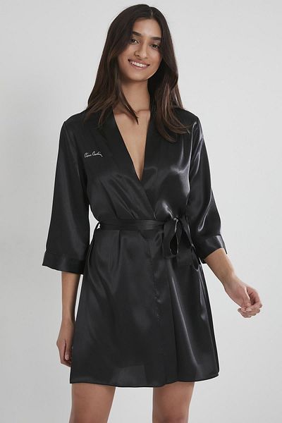 Pierre Cardin Satin Women's Dressing Gown - 1010 Black