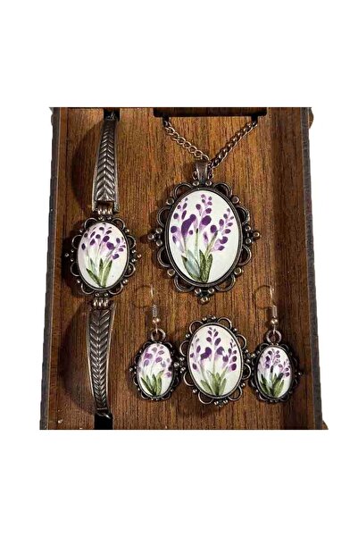 Çini Evi Iznik Tile Jewelry Set - Hyacinth Motif
