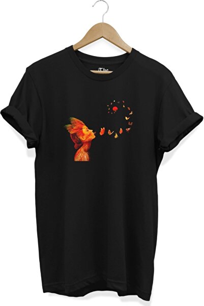The Baski Unisex crni leptir Štampano boja mladi T-shirt - kratki rukav