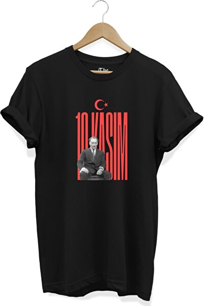 The Baski 10. novembar Ataturk Štampano 100% pamuk Premium crna majica
