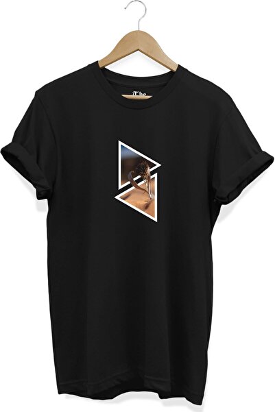 The Baski Crna unisex minimalna cvetna majica Štampano cool kratki rukav T-shirt