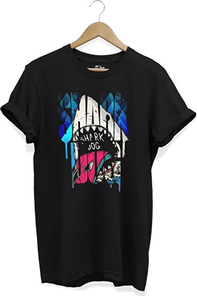 The Baski Crna unisex majica Shark Sharkdog Štampano kratkih rukava T-shirt
