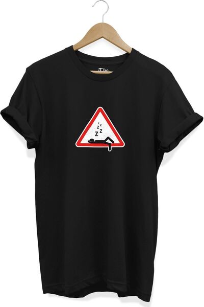 The Baski Crna unisex majica za spavanje - Pažnja, pospan sam Štampano kratki...