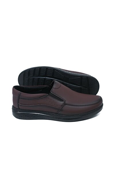 MAGIC SHOES Genuine Leather Claret Red Color Laceless Classic Seasonal Dad Shoes