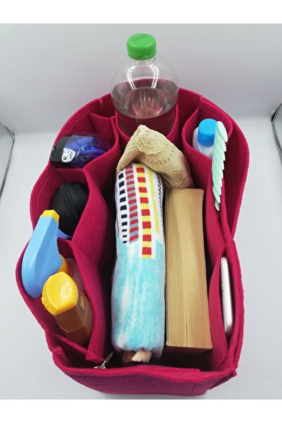 Marjinal Red Color Beach Bag - Organizer Inside