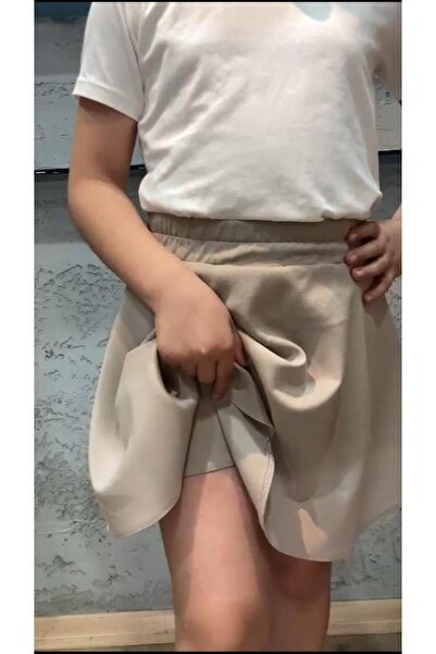 KedyKids Dobule Taş Rengi Mini Şort Etek