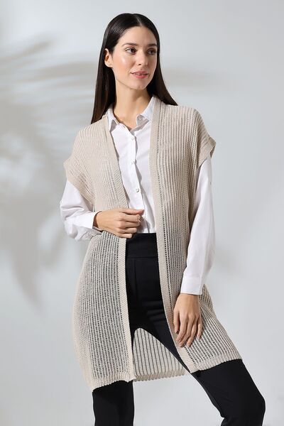 LEBUAS Kadın Yazlık Fileli Uzun Yelek