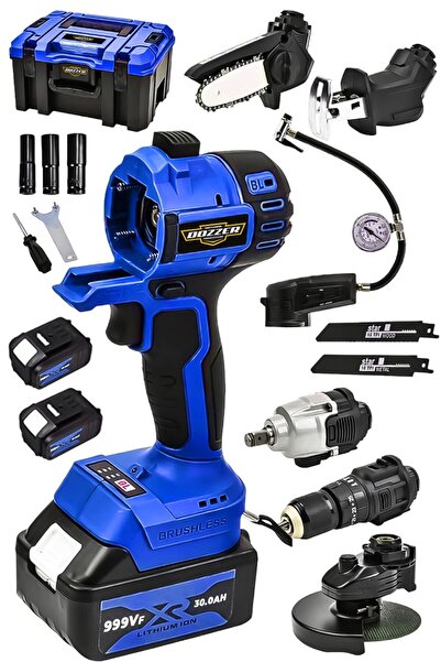 DOZZER 999Vf 25Ah 6 Lı Muhteşem Set Şarjlı Matkap Testere Tilki Kuyruğu Taşlama Somun Sökme Havalı Pompa