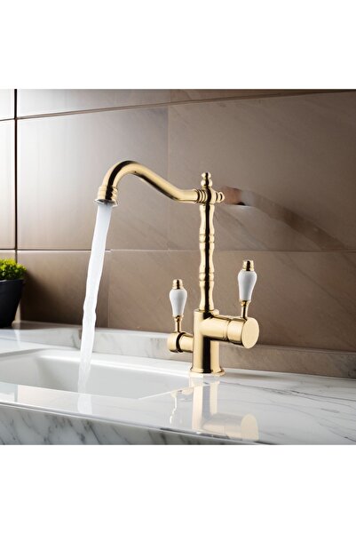 ARMOS SU ARMATÜR Dkm06-30 Developed Purified Kitchen Sink Faucet - Gold 10 Ye...