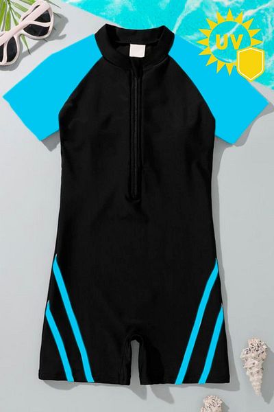 İYİBU Children's UV Protection Short Sleeve Swimming Jumpsuit Swimsuit Pool And Sea Swimsuit Kids Swimwear Unisex