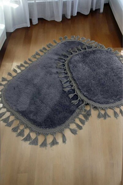 ALTUN CARPET 2 τμχ κραγιόν + 6 χρώματα διαθέσιμα πατάκι μπάνιου βελούδινο πομπόν με κρόσσια αντιολισθητικό χαλί 50x80+40x50