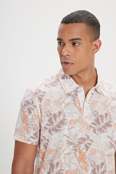 ALTINYILDIZ CLASSICS Μπλουζάκι με εκρού πόλο με στάμπα με λεπτή εφαρμογή