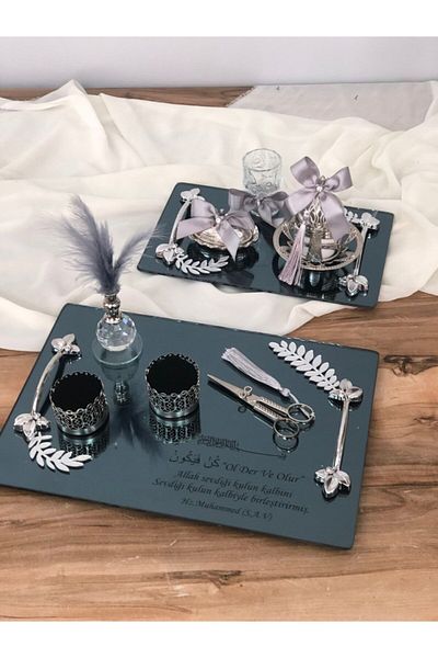 Masalsı Concept Promise Tray Engagement Ring Tray Groom Coffee Bridegroom Cup Decor Wedding Special Day