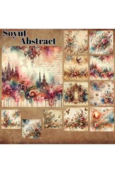 Pink Swan Craft Set de autocolante pentru albume de însemnări vintage abstrac...