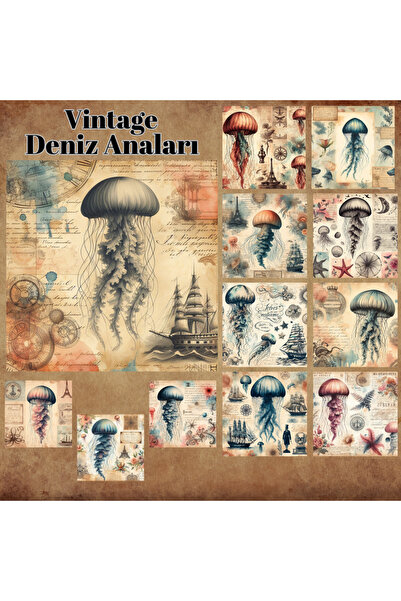 Pink Swan Craft Vintage morske anemone, set od 12 komada naljepnica za albume...