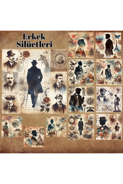 Pink Swan Craft Vintage siluete muškaraca - 12 komada set naljepnica za plane...