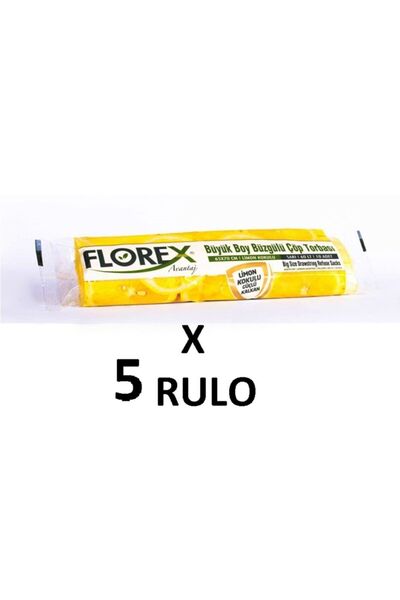 Zengin Çarşım Limon Kokulu Büzgülü Büyük Boy ( 65x70 Cm ) Çöp Poşeti Sarı 5 R...