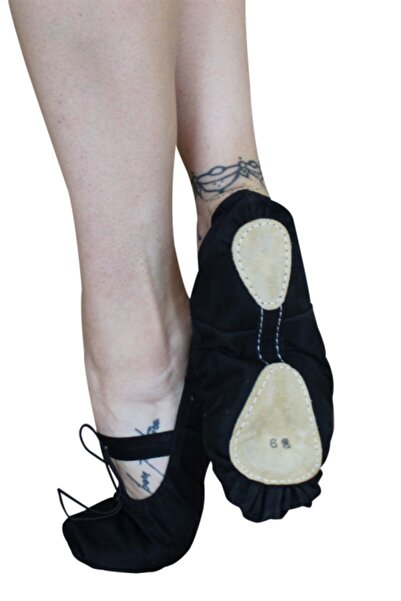 TUGİS SANAT Siyah Bez Bale Patiği