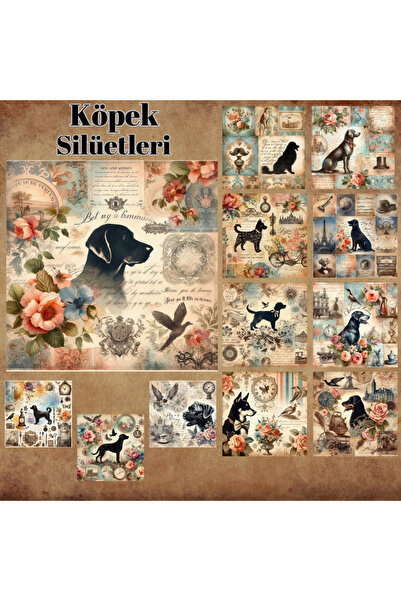 Pink Swan Craft Vintage siluete pasa - set od 12 komada naljepnica za albume