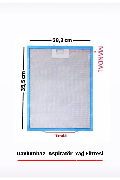 Genel Markalar Alveus Uyumlu Davlumbaz Ankastre Aspiratör 28,3X35,5 cm Alüminyum Yağ Filtresi