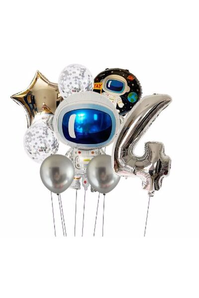Parti Station Uzay Galaksi Astronot Kozmik 4 Yaş Balon Set Uzay Astronot Kons...