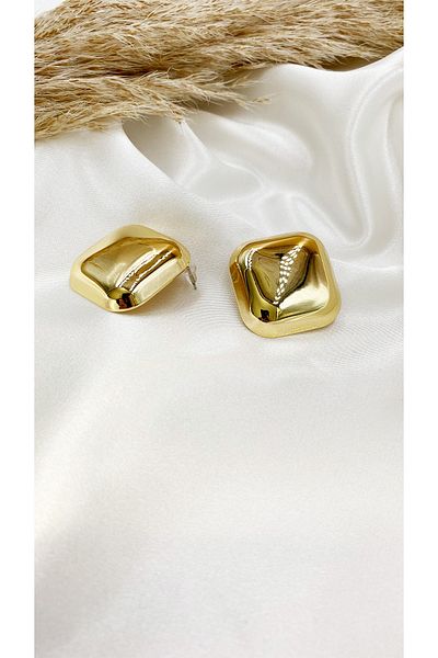 Eylülün Takısı Gold Colored Women's Earrings - Large Size Square Design Pinterest