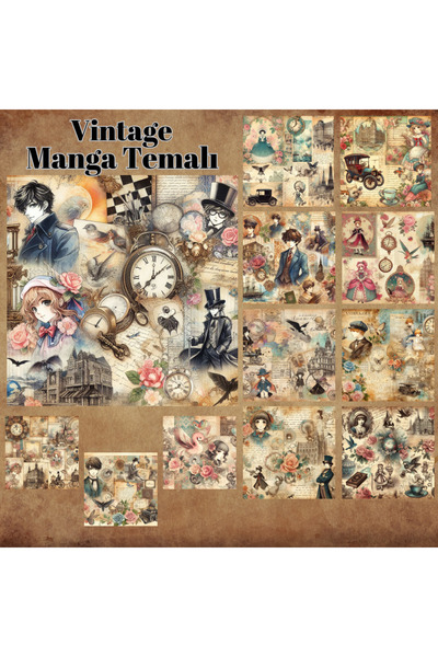 Pink Swan Craft 12 komada vintage manga tematskog seta naljepnica za bullet j...