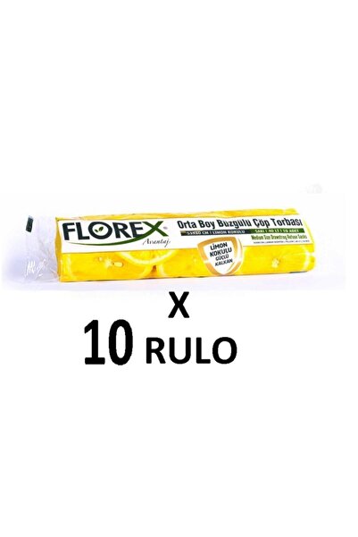 Limon Kokulu Büzgülü Orta Boy ( 55x60 Cm ) Çöp Poşeti Sarı 10 Rulo 10*10=100 Adet