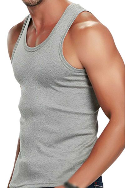 Tezzgelsin 6-Piece Gray Men's Tank Top - Cotton Combed Cotton