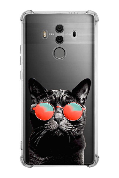 PrintiFy Huawei Mate 10 Pro Compatible Cat 3 Printed Transparent Anti-Shock C...