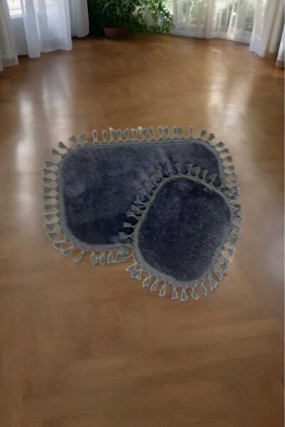 ALTUN CARPET 2 τμχ κραγιόν +6 χρώματα πατάκι μπάνιου βελούδινο αντιολισθητικό χαλί πομπόν με κρόσσια 60x100+50x60