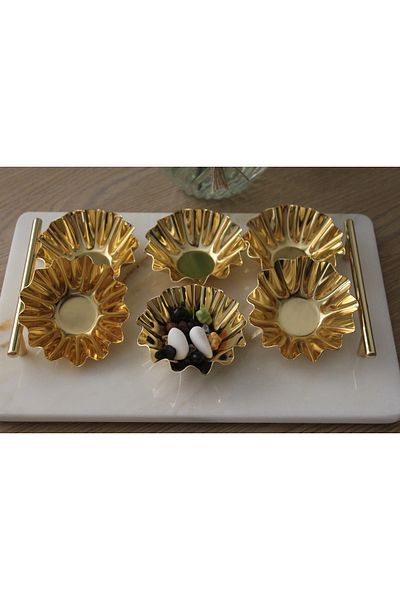 Dumans home 6 Pieces Metal Coffee Side Sugar Bowl and Turkish Delight Bowl Dragee