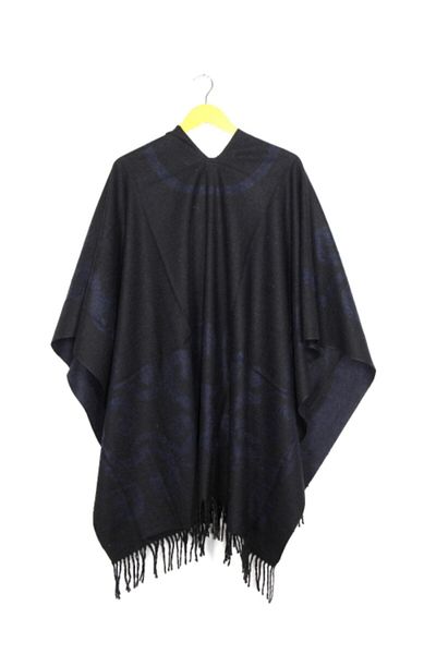 FORUM Women's Navy Blue Double Sided Shoulder Shawl Poncho
