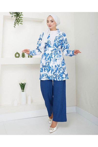 YILMAZBARMAZ Floral Patterned Women's Kimono Set