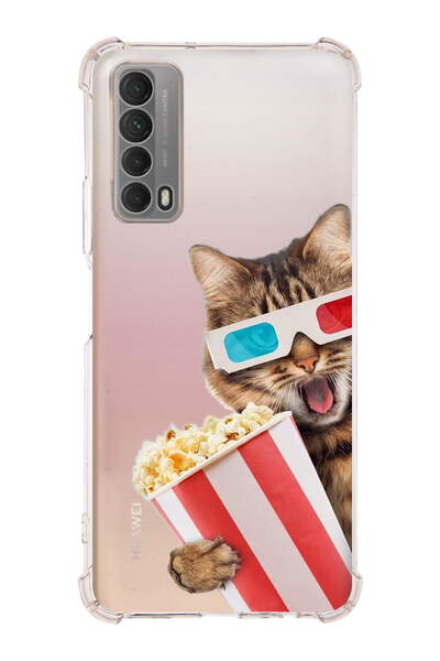 PrintiFy Huawei P Smart 2021 Compatible Cat 1 Printed Transparent Anti-Shock Case with Corner Protection