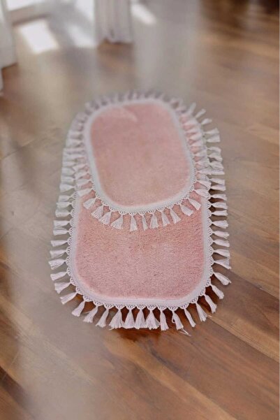 ALTUN CARPET 2 τμχ κραγιόν +6 χρώματα πατάκι μπάνιου βελούδινο αντιολισθητικό χαλί πομπόν με κρόσσια 60x100+50x60