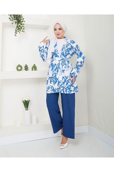 YILMAZBARMAZ Floral Patterned Women's Kimono Set
