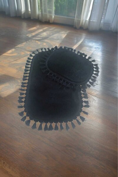 ALTUN CARPET 2 τμχ κραγιόν +6 χρώματα πατάκι μπάνιου βελούδινο αντιολισθητικό χαλί πομπόν με κρόσσια 60x100+50x60