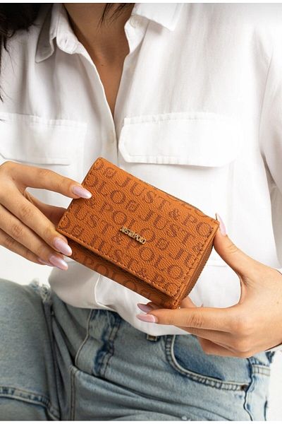 Just Polo Tan Women's Wallet - Small Size, Snap Fasteners and Zipper