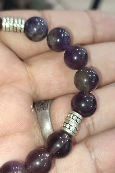 TAŞÇIZADE 10 mm Natural Amethyst Natural Stone Bracelet