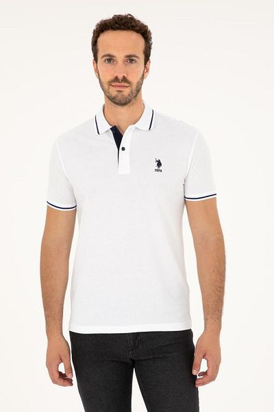 U.S. Polo Assn. Ανδρικό μπλουζάκι με λευκό πόλο λαιμόκοψη