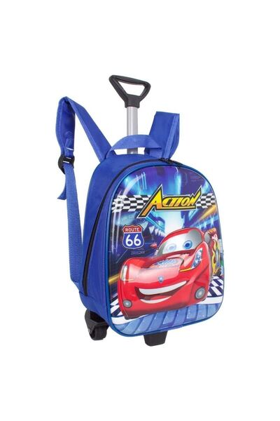 Ezem Store Çanta Car Action Tekerlekli Çocuk Sırt Çantası Kabartmalı Yarış Ar...