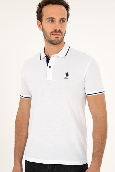 U.S. Polo Assn. Ανδρικό μπλουζάκι με λευκό πόλο λαιμόκοψη