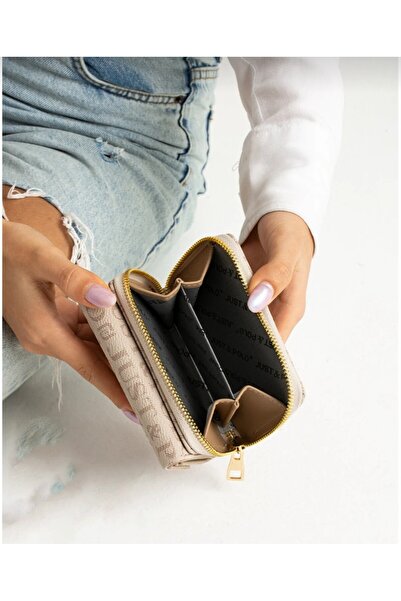 Just Polo Stone Color Women's Wallet - Small Size, Snap Closure and Zipper