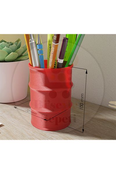 Bi'şeyler Sepeti 10 cm Pen Holder with Petro Barrel - Oil Barrel